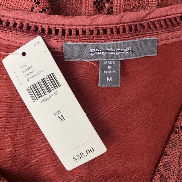 Anthro Blue Tassel Mae Peplum Top Pink/Rose NWT M - Picture 6 of 8